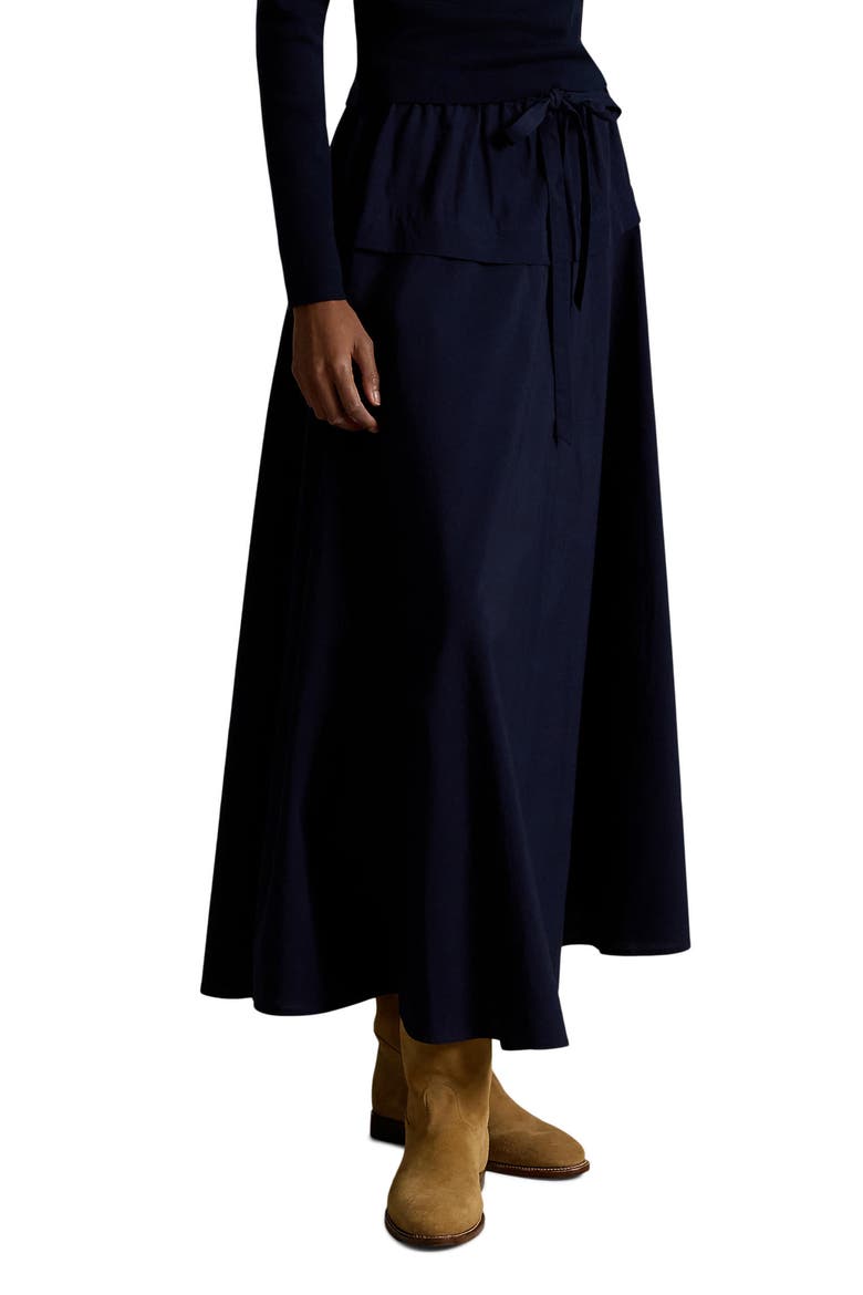 Cotton Canvas A-Line Maxi Skirt, Main, color, HUNTER NAVY