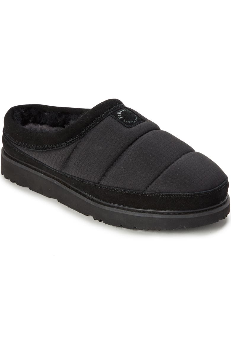 Dearfoams Fireside Grafton Sport Nylon Puff Water Repellent Clog, Main, color, Black