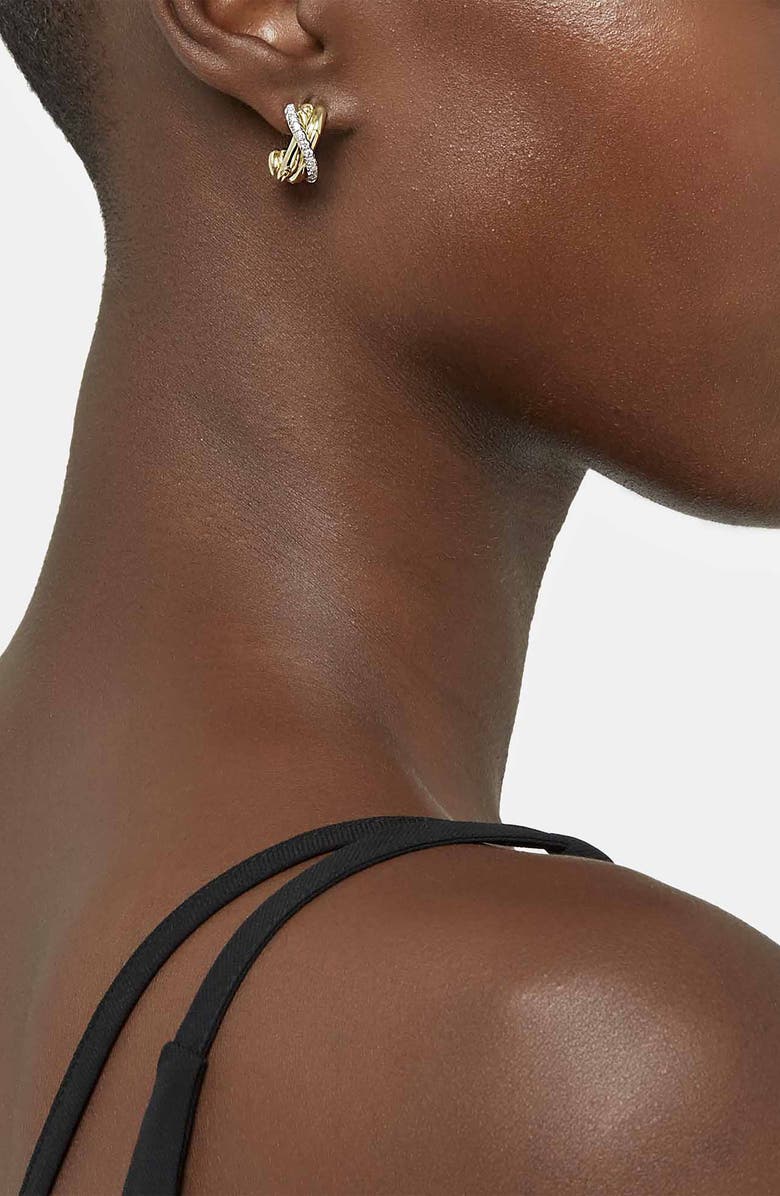 John Hardy Bamboo Gold & Diamond Small J-Hoop Earrings, Alternate, color, 