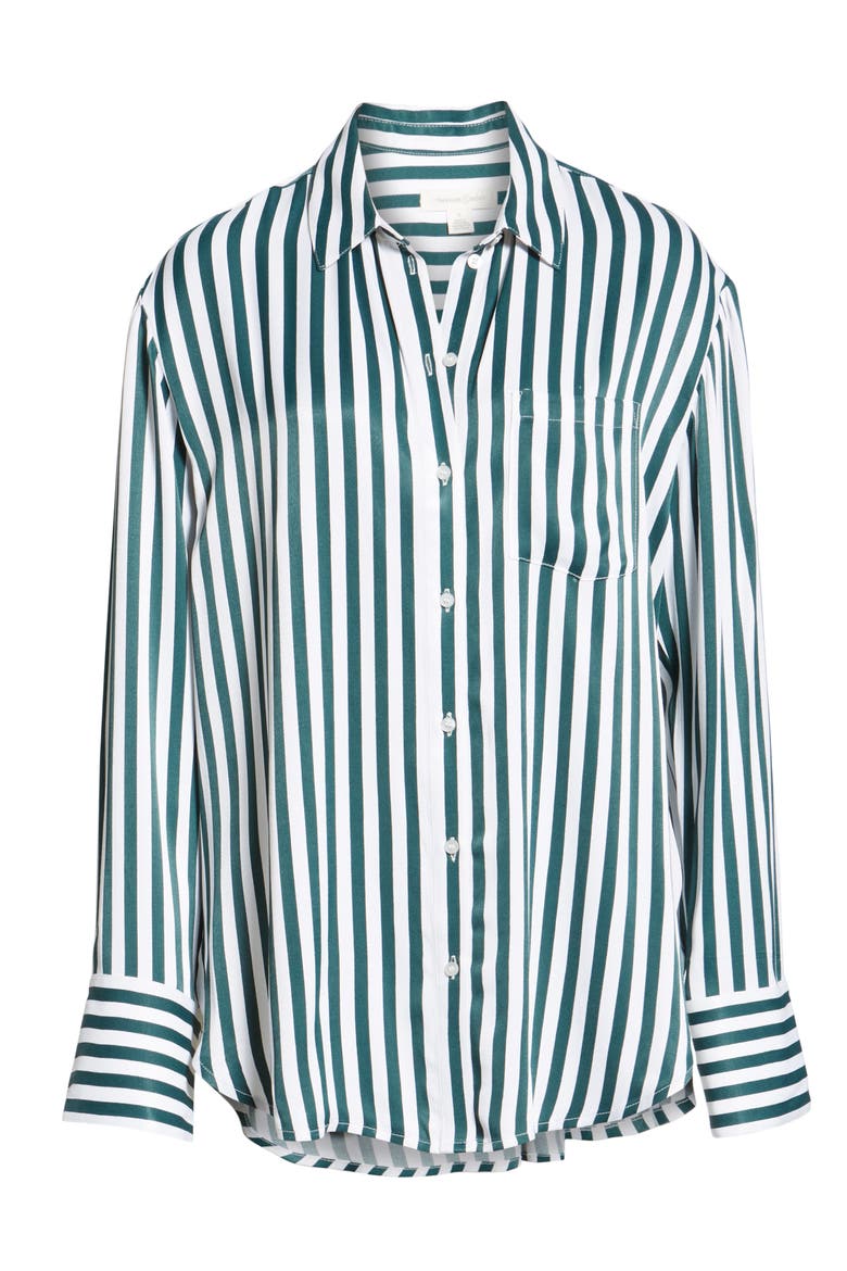 Stripe Boyfriend Shirt, Alternate, color, GREEN BUG WIDE STRIPE