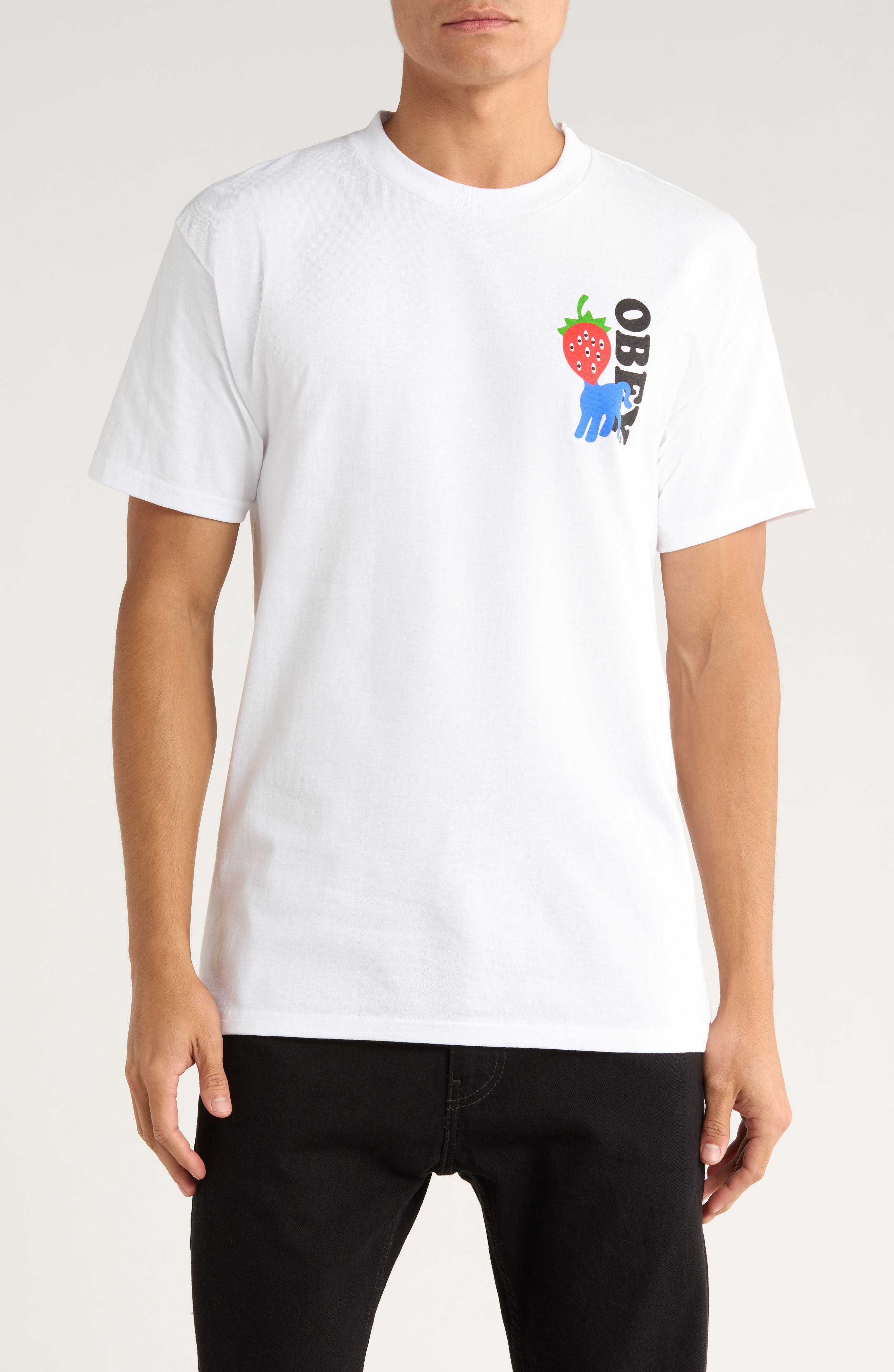 Obey Strawberry Logo Cotton Graphic T-Shirt