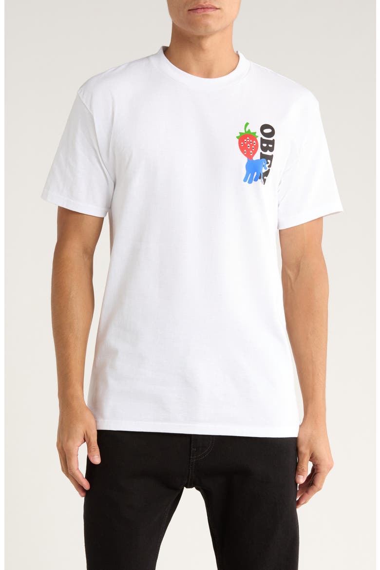 Strawberry Logo Cotton Graphic T-Shirt, Main, color, WHITE