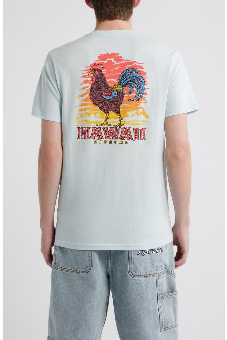 Hawaii Rooster Cotton Graphic T-Shirt, Alternate, color, GLACIER BLUE
