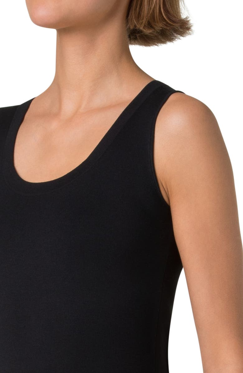 Akris Scoop Neck Silk Rib Sweater Tank, Alternate, color, Black