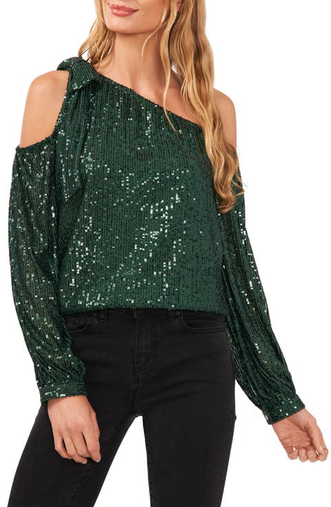 One-Shoulder Sequin Top