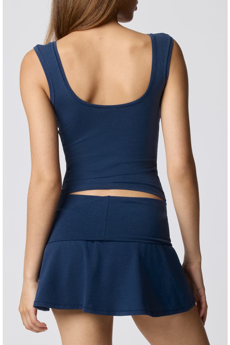 Ruched Bust Cotton Blend Tank, Alternate, color, NAVY