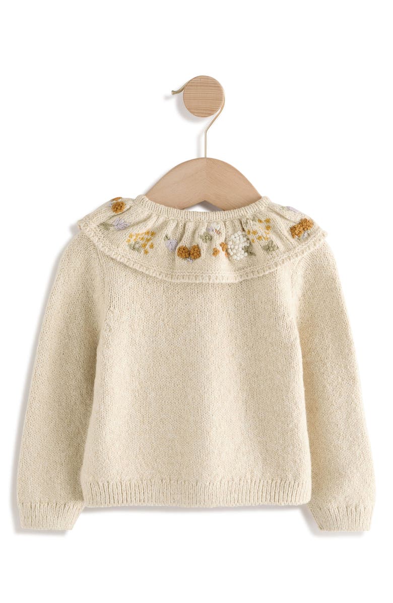 NEXT Kids' Embroidered Collar Cardigan, Alternate, color, Neutral