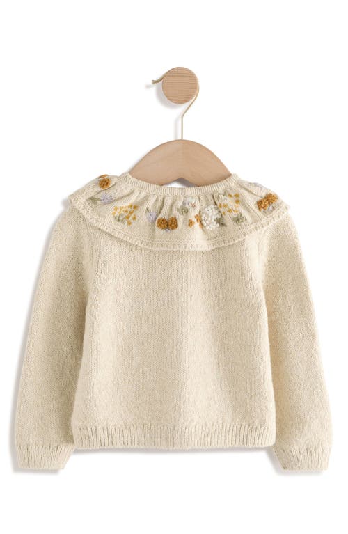 Next Kids' Embroidered Collar Cardigan In Neutral