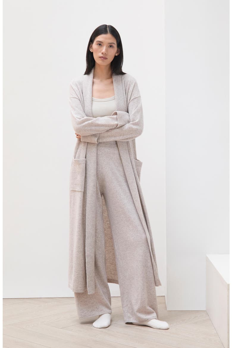 Cashmere Robe, Alternate, color, TAN OXFORD HEATHER