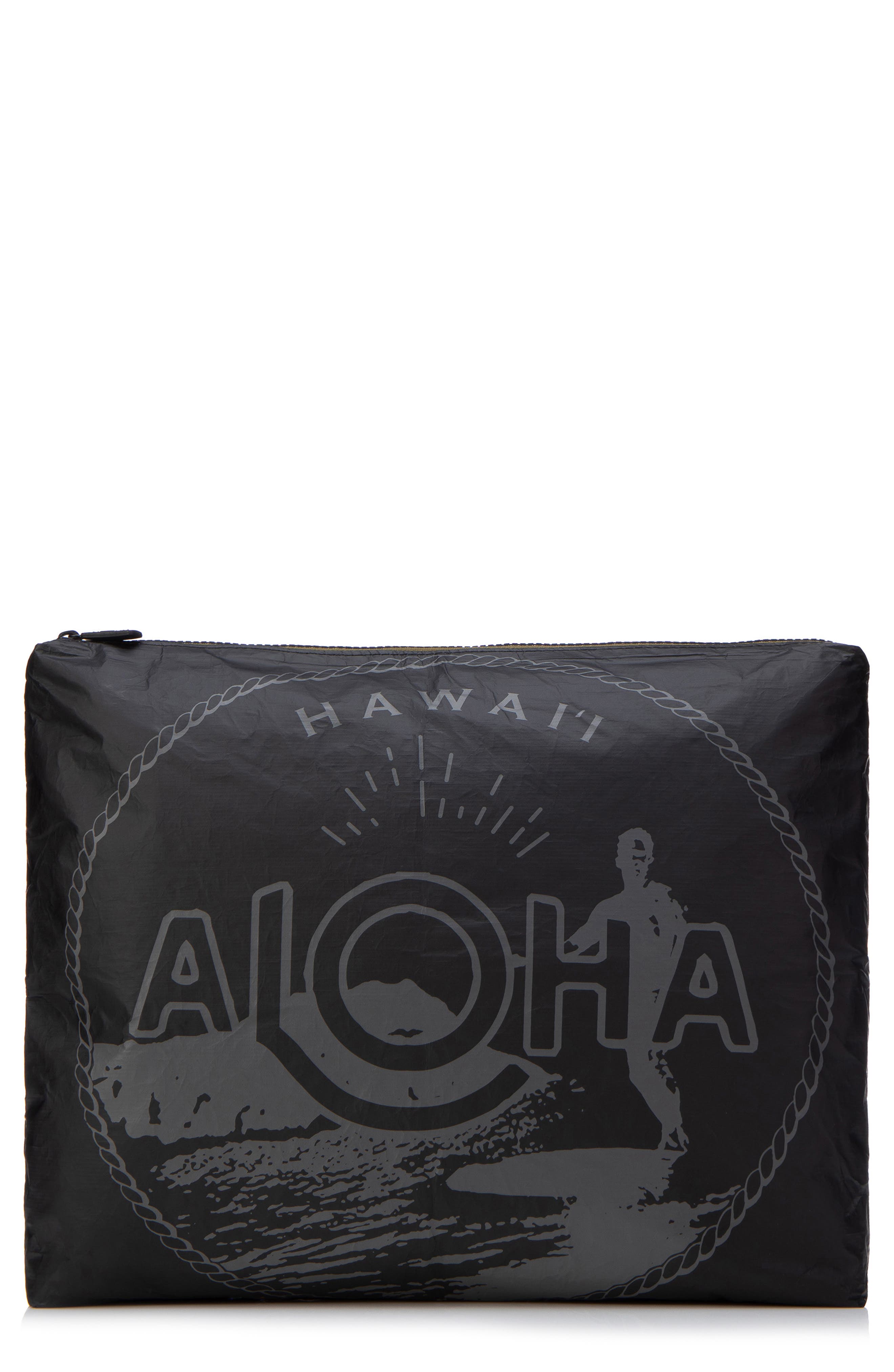 Aloha Collection Aloha Waikiki Seal Max Pouch, Main, color, Charcoal/ Black