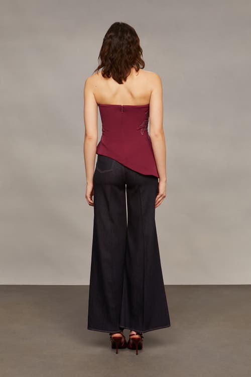 Amur Ardell Beaded Floral Top In Red
