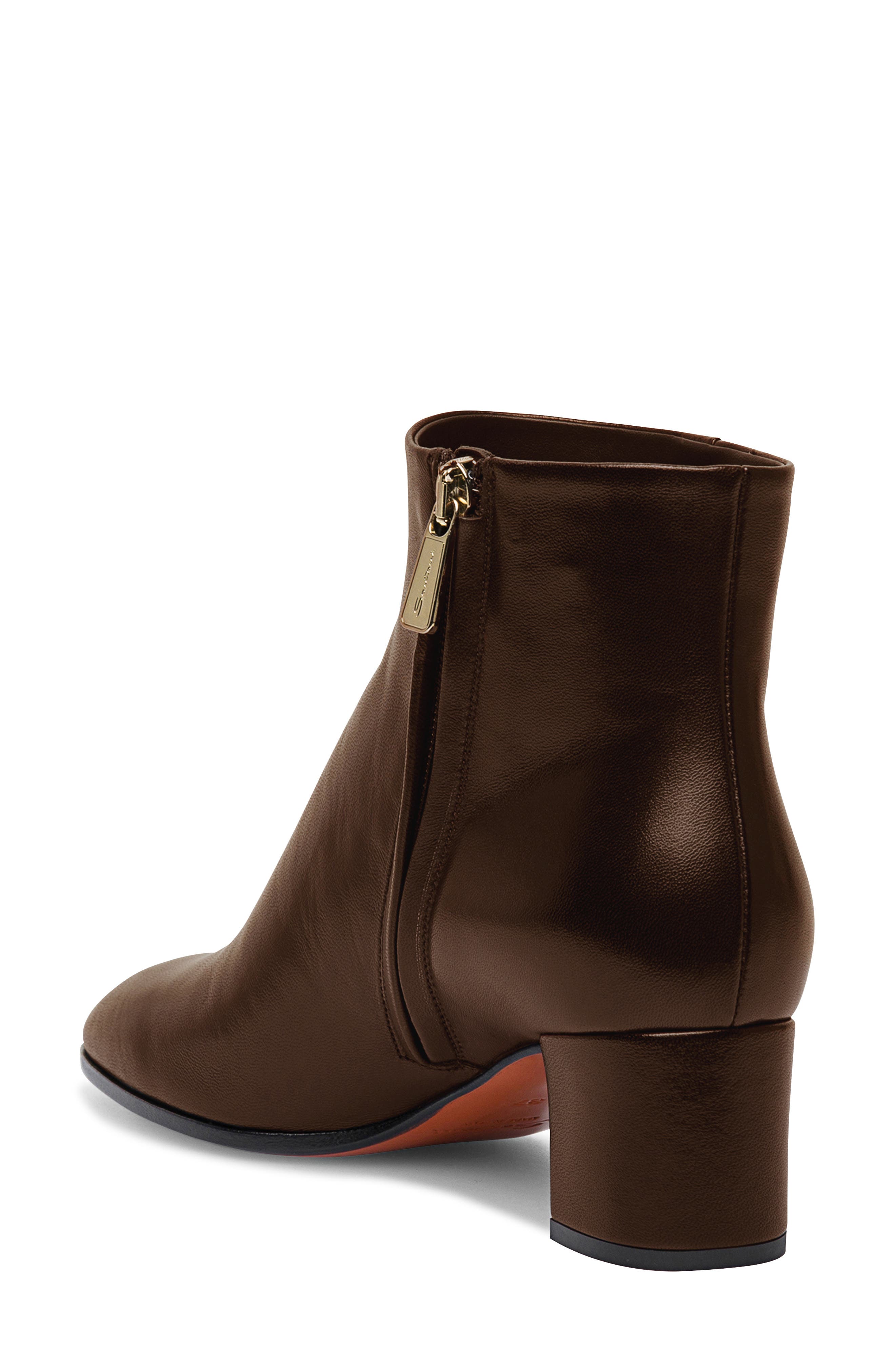 Women's leather mid-heel ankle boot, Alternate, color, DARK BROWN-T50