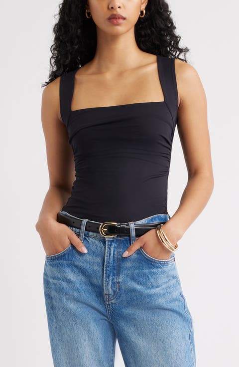 Ruched Square Neck Tank