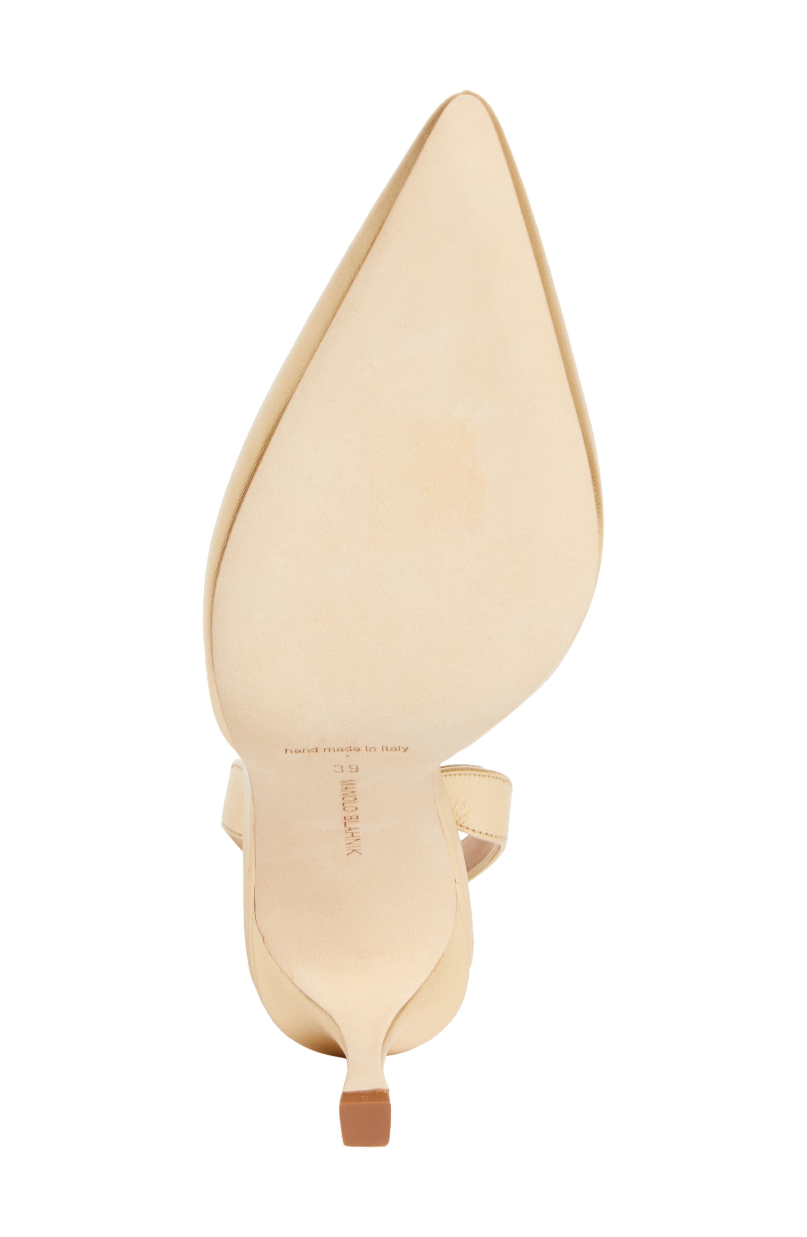 Manolo Blahnik Carolyne Pointed Toe Slingback Pump, Alternate, color, Metallic Gold