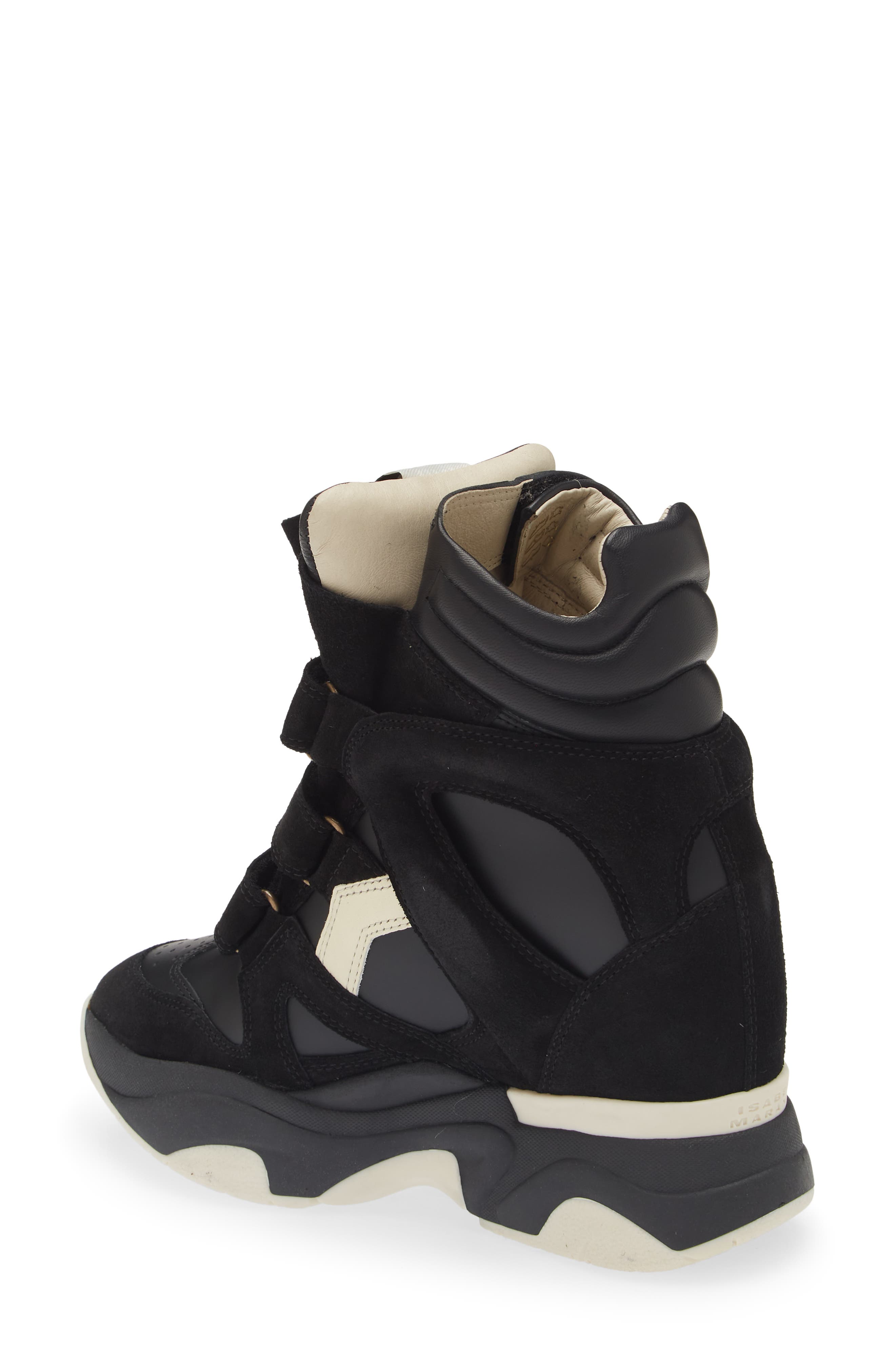 Isabel Marant Balskee Hidden Wedge High Top Sneaker, Alternate, color, Black/ White