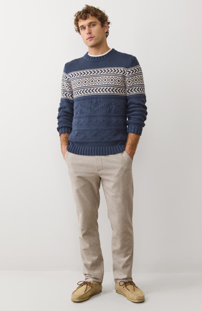 Marine Layer Erik Texture Organic Cotton Blend Sweater, Alternate, color, Navy