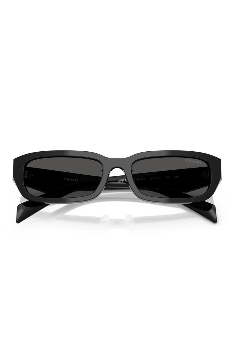 55mm Rectangular Sunglasses, Alternate, color, DARK GREY