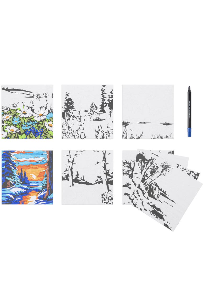 Marker Color by Number Kit Mountain Landscapes, Alternate, color, Multicolored