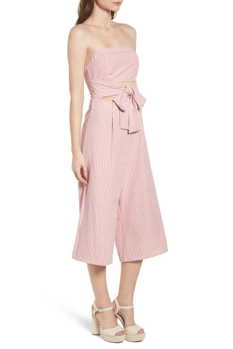 Strapless Cutout Jumpsuit, Alternate, color, PINK