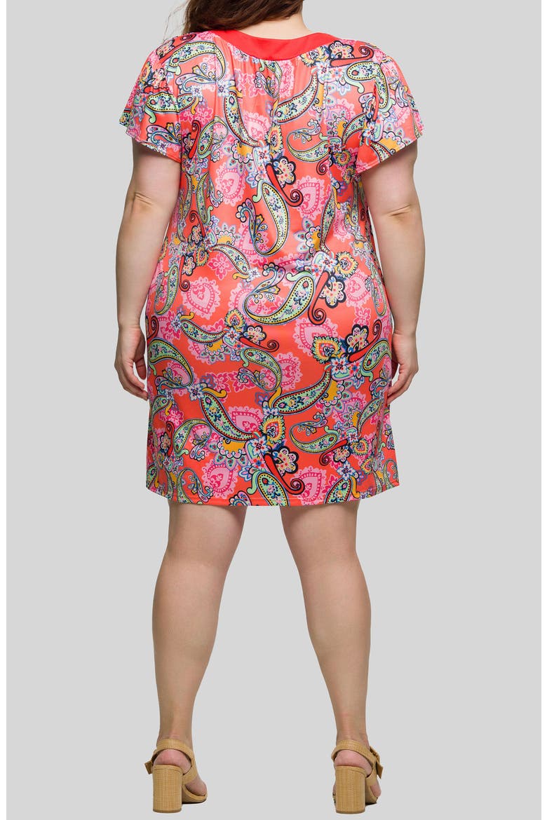 Paisley Flutter Sleeve Minidress, Alternate, color, PINK MULTI