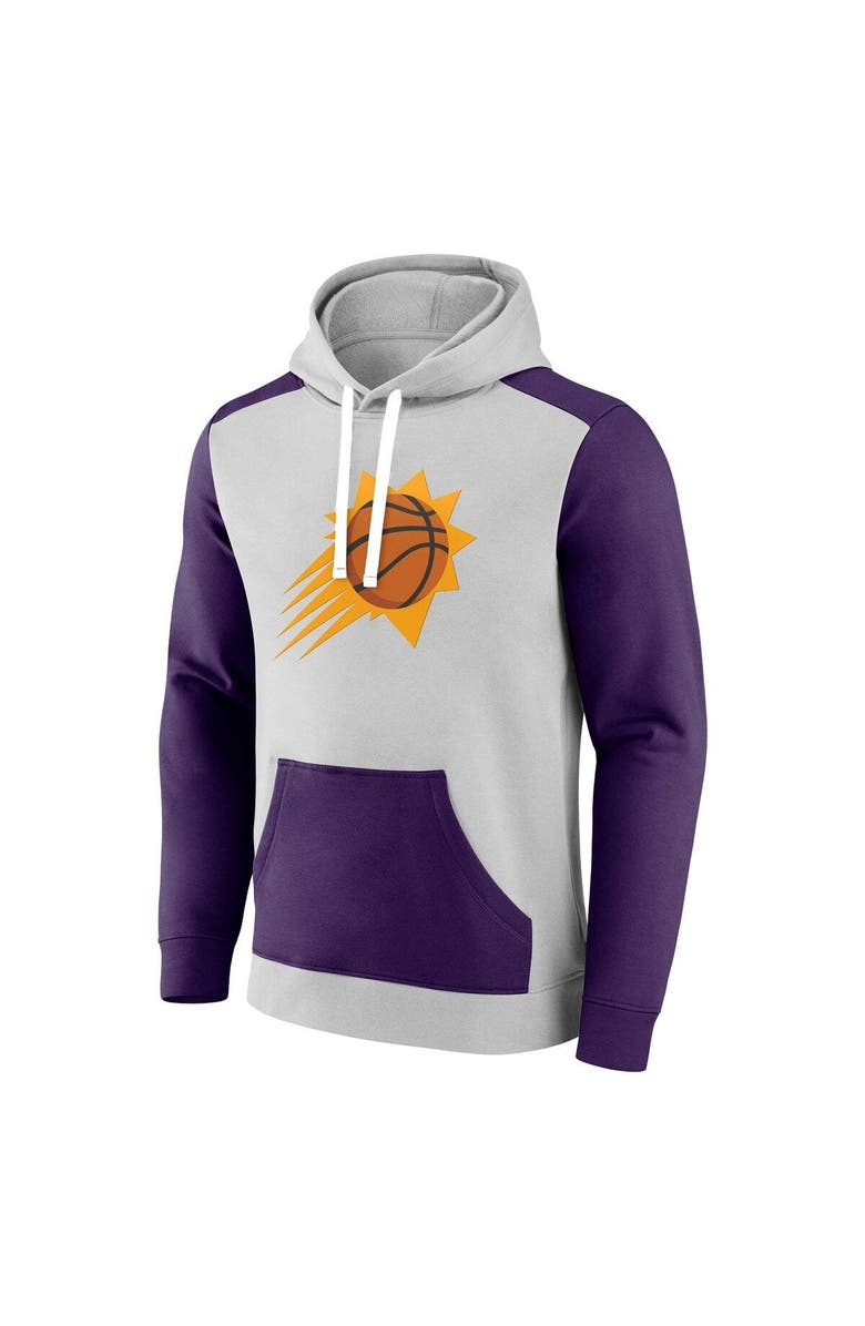 FANATICS Men's Fanatics Branded Gray/Purple Phoenix Suns Arctic Colorblock Pullover Hoodie, Alternate, color, Gray