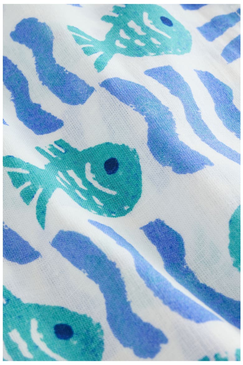 Kids' Fish Print Camp Shirt & Drawstring Shorts Set, Alternate, color, MULTI