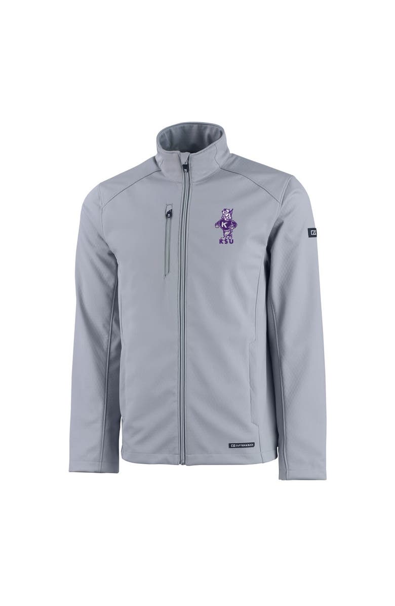 Cutter & Buck Men's Cutter & Buck  Gray Kansas State Wildcats Vault Evoke Eco Softshell Recycled Full-Zip Jacket, Alternate, color, 