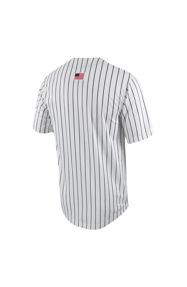 Nike Men's Nike White/Navy Michigan Wolverines Pinstripe Replica Full-Button Baseball Jersey, Alternate, color, White