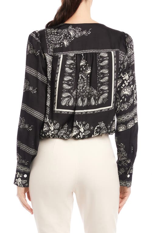 Fifteen Twenty Ines Paisley Print Drape Front Top In Black