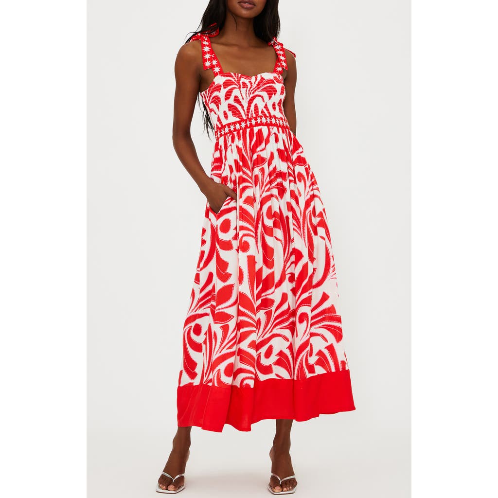 Beach Riot Cari Tie Strap Cover-up Maxi Dress In Red