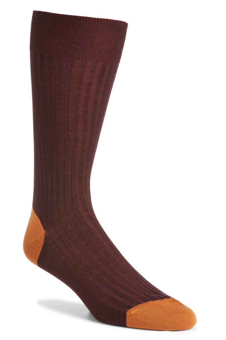Stratford Merino Wool Blend Dress Socks, Main, color, MAROON
