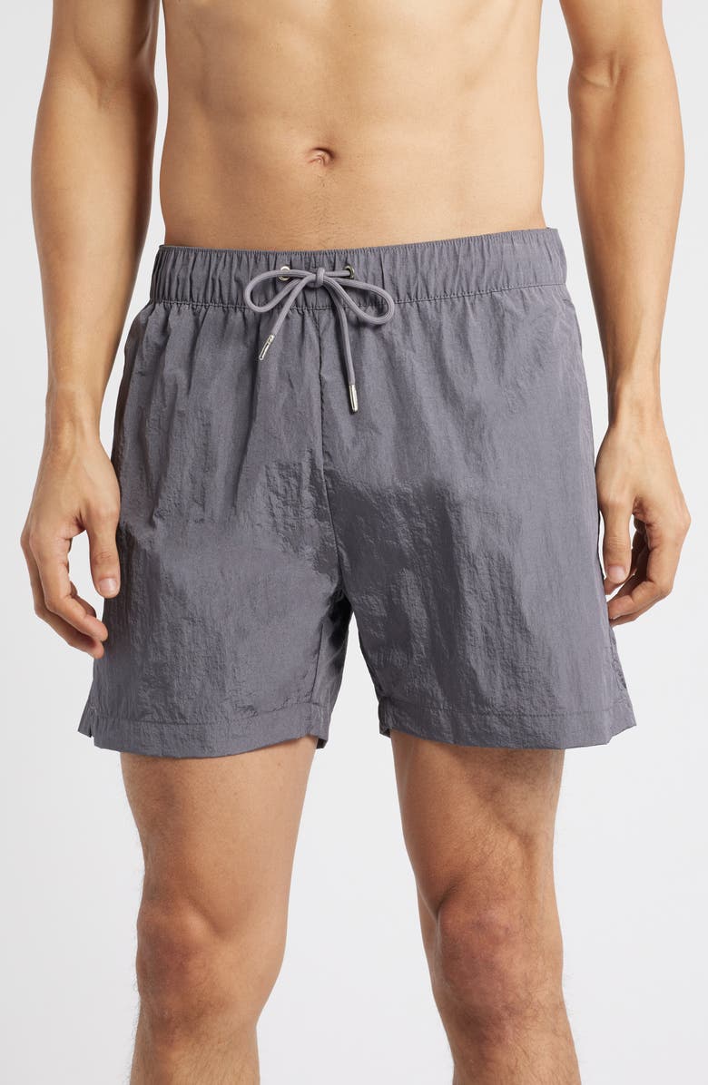 Open Edit Crinkled Nylon Swim Trunks, Main, color, 