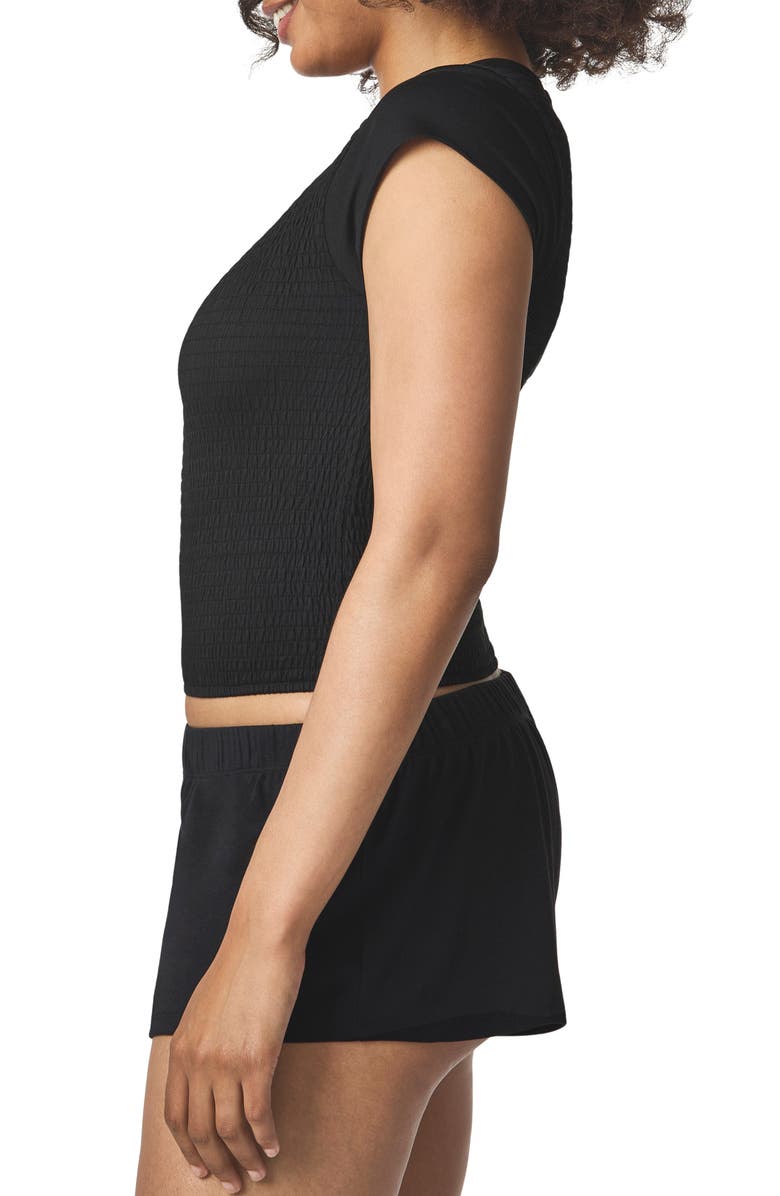 Florence by Mills Smocked Short Sleeve T-Shirt, Alternate, color, Black