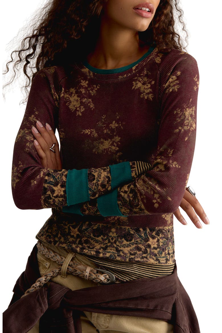 Easy Does It Floral Rib Stretch Cotton Top, Main, color, WINE COMBO
