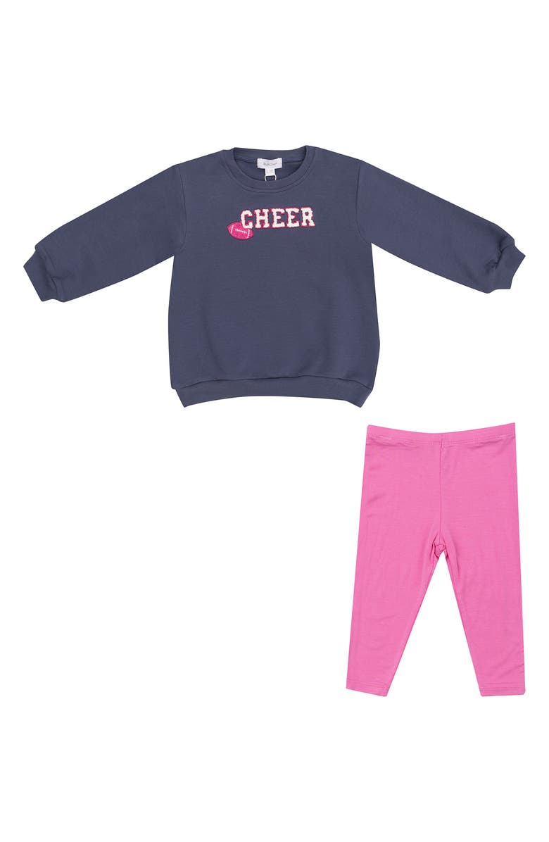 Angel Dear Football French Terry Sweatshirt & Leggings Set, Main, color, Blue