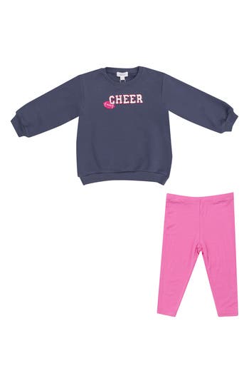 Angel Dear Football French Terry Sweatshirt & Leggings Set In Blue