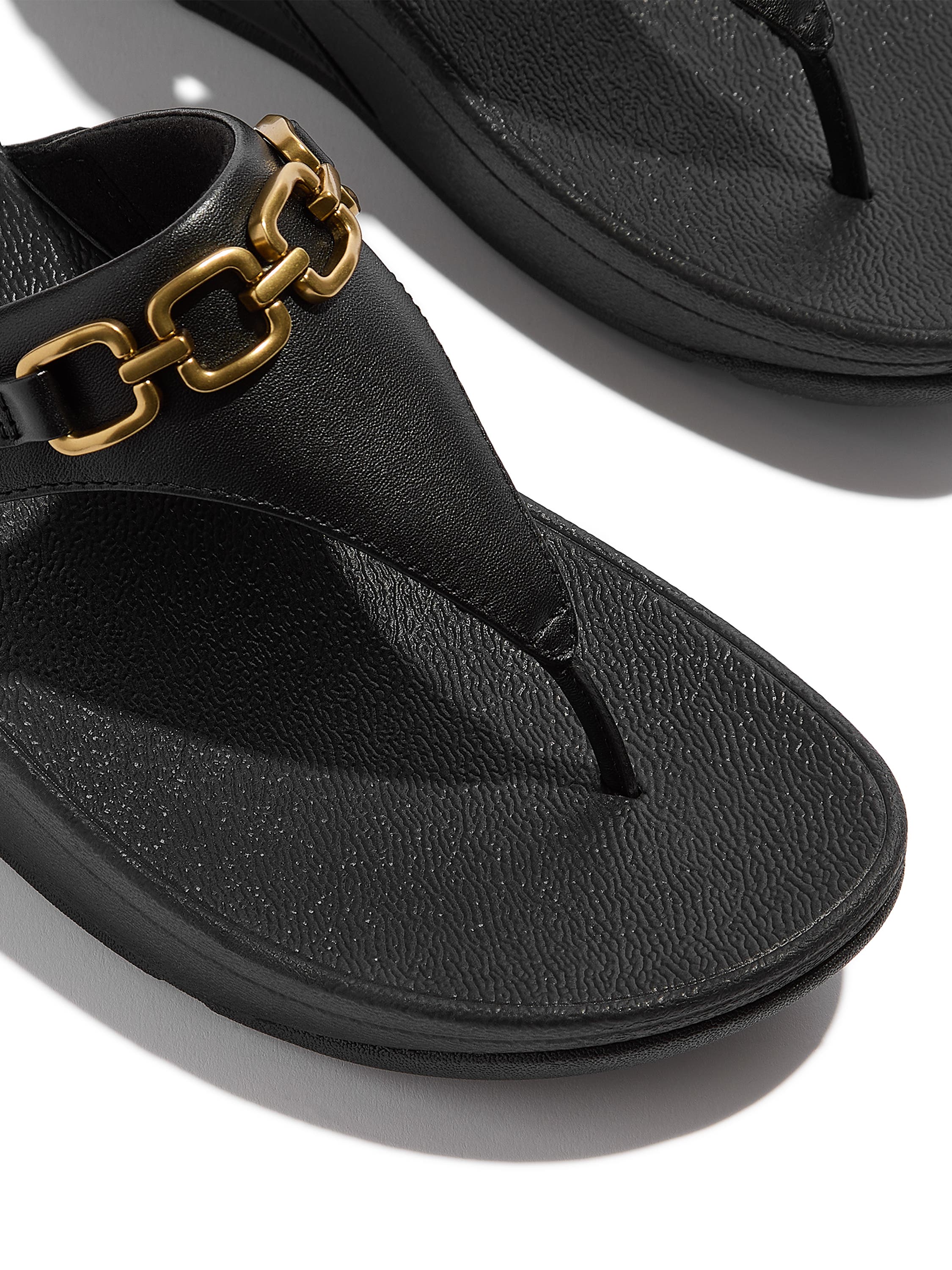 FitFlop Lulu Square-Chain TP Sandal, Alternate, color, Black