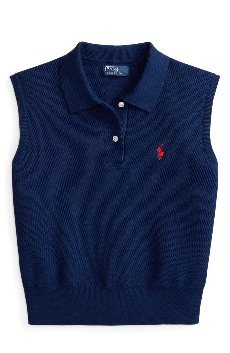 Polo Ralph Lauren Sleeveless Crop Polo Sweater, Alternate, color, East Side Royal