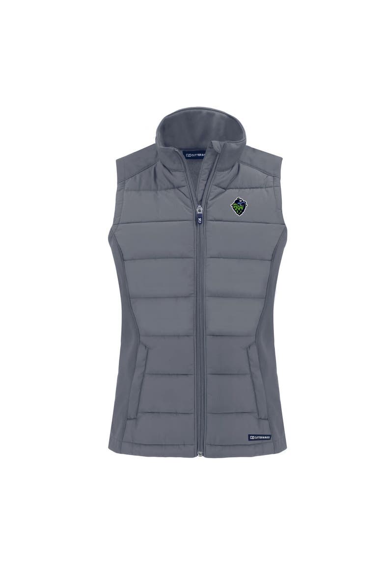 Women's Cutter & Buck  Gray Hillsboro Hops Evoke Hybrid PrimaLoft Eco Softshell Recycled Full-Zip Vest, Alternate, color, Gray