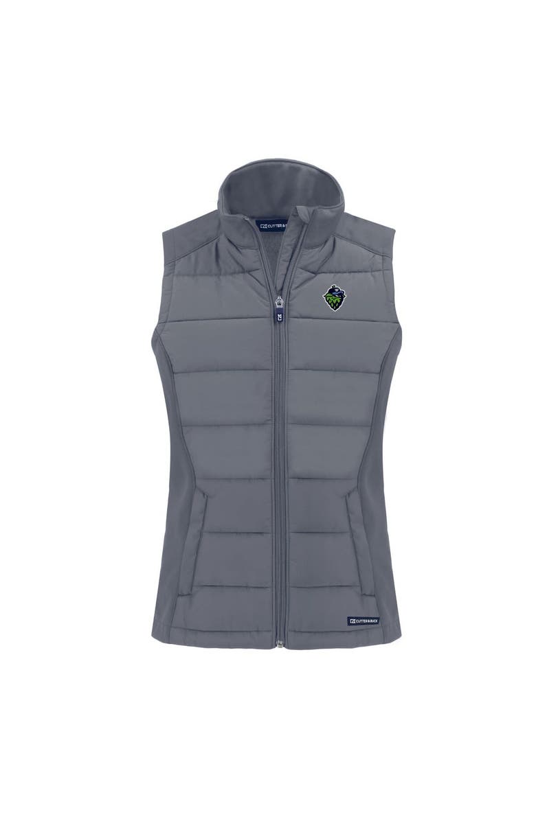 Cutter & Buck Women's Cutter & Buck Gray Hillsboro Hops Evoke Hybrid PrimaLoft Eco Softshell Recycled Full-Zip Vest, Alternate, color,