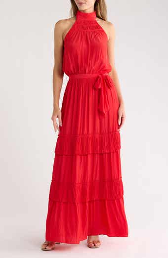 Ramy Brook Genevieve Halter Neck Tiered Maxi Dress