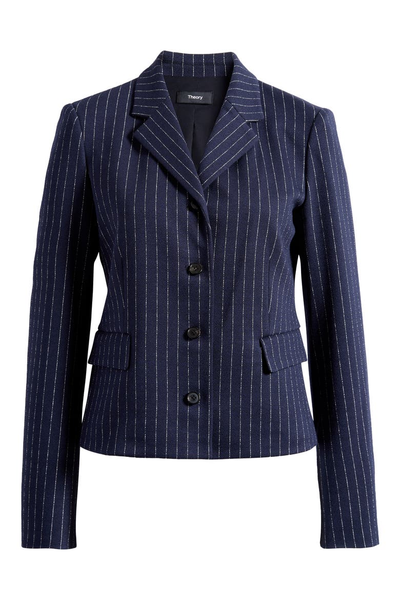 Metallic Pinstripe Fitted Jacket, Alternate, color, NAVY MULTI