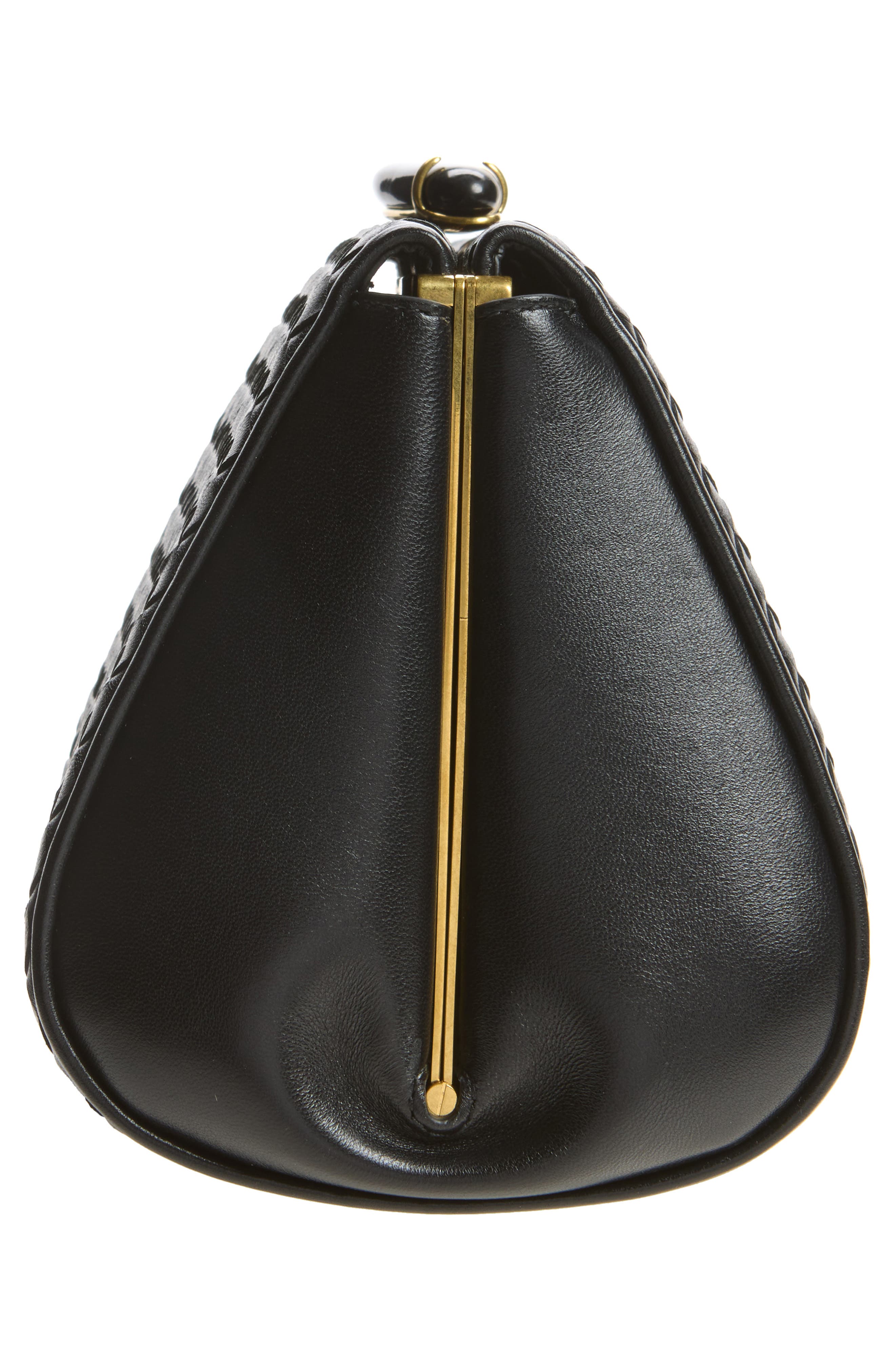La Milanese Intrecciato Leather Clutch, Alternate, color, 1294 BLACK
