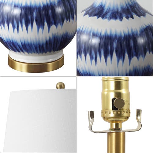 Jonathan Y Tucker 30.5" Ceramic/metal Led Table Lamp In Blue/white