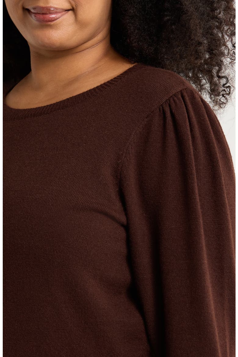 Juliet Sleeve Sweater, Alternate, color, DARK BROWN