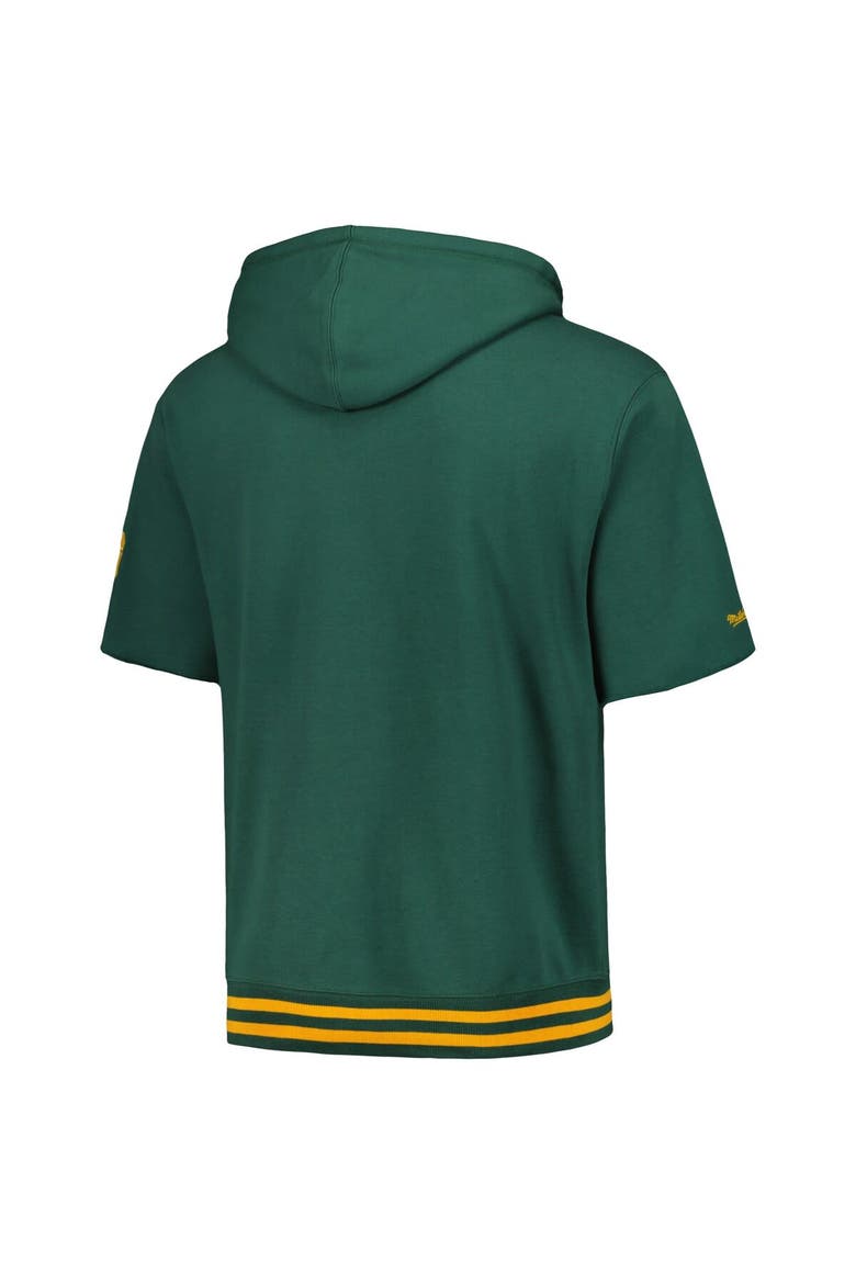 Men's Mitchell & Ness Green Green Bay Packers Pre-Game Short Sleeve Pullover Hoodie, Alternate, color, Green