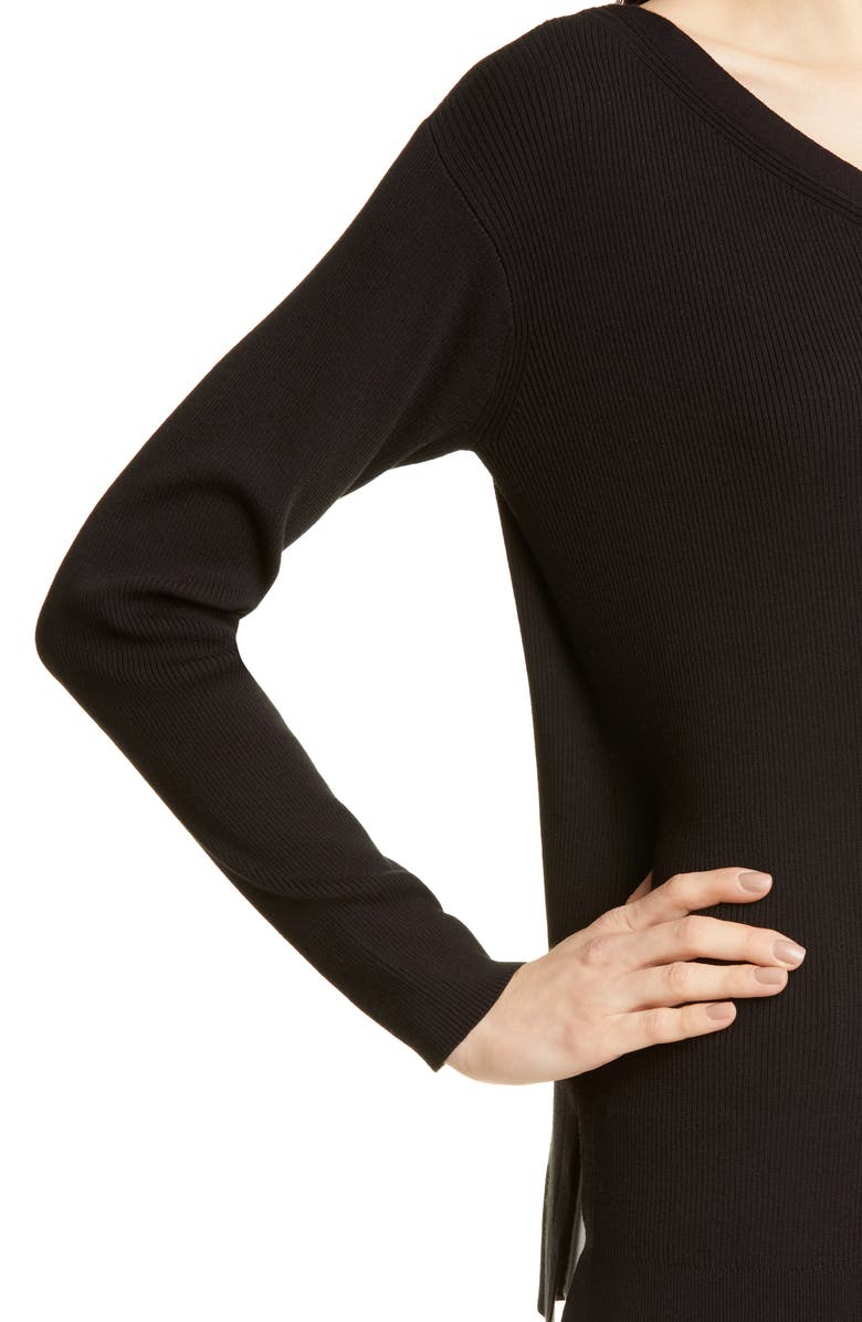 Lafayette 148 New York Wide V-Neck Tunic Sweater, Alternate, color, 