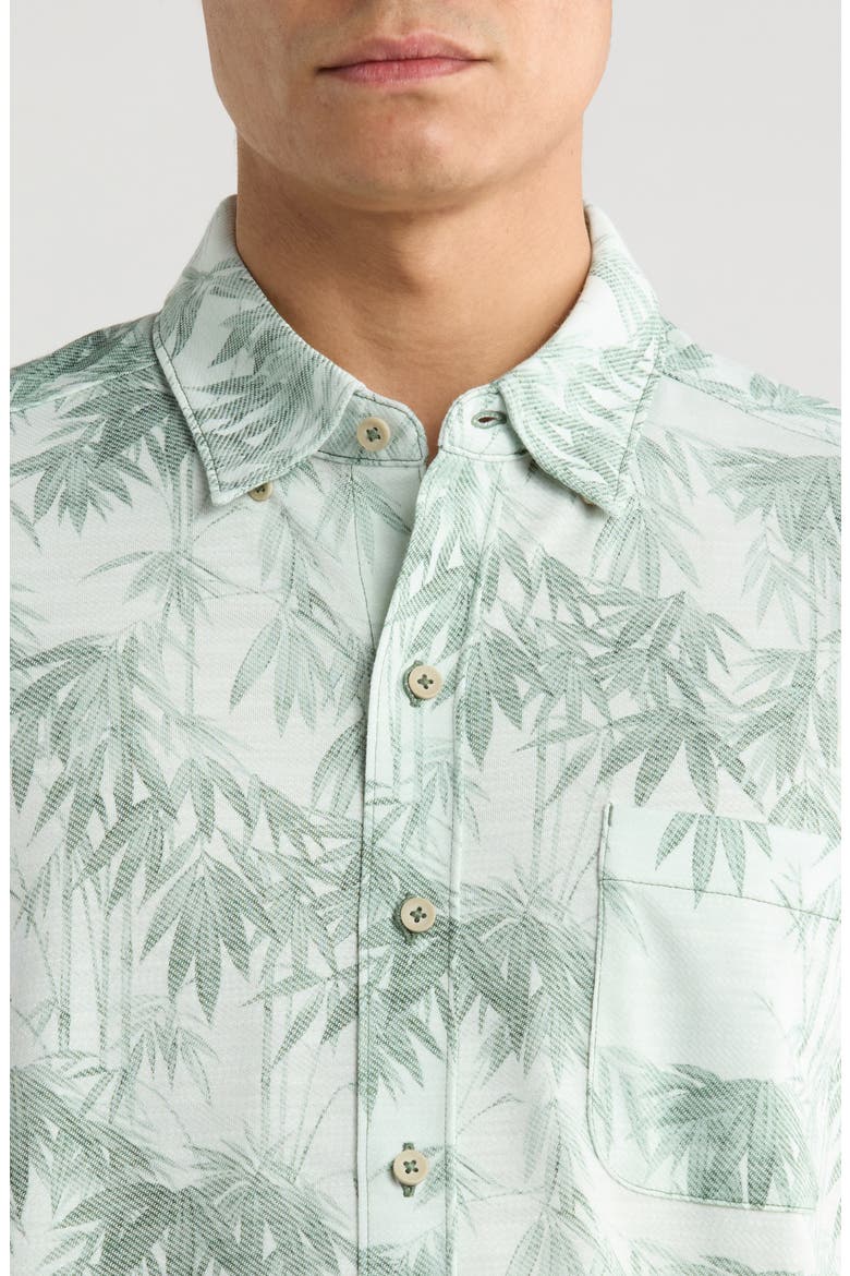San Lucio Tides Bamboo Print IslandZone® Short Sleeve Cotton Blend Button-Up Shirt, Alternate, color, OXIDIZE METAL