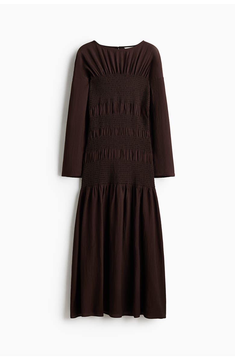 H&M Smocked Dress, Main, color, Dark Brown
