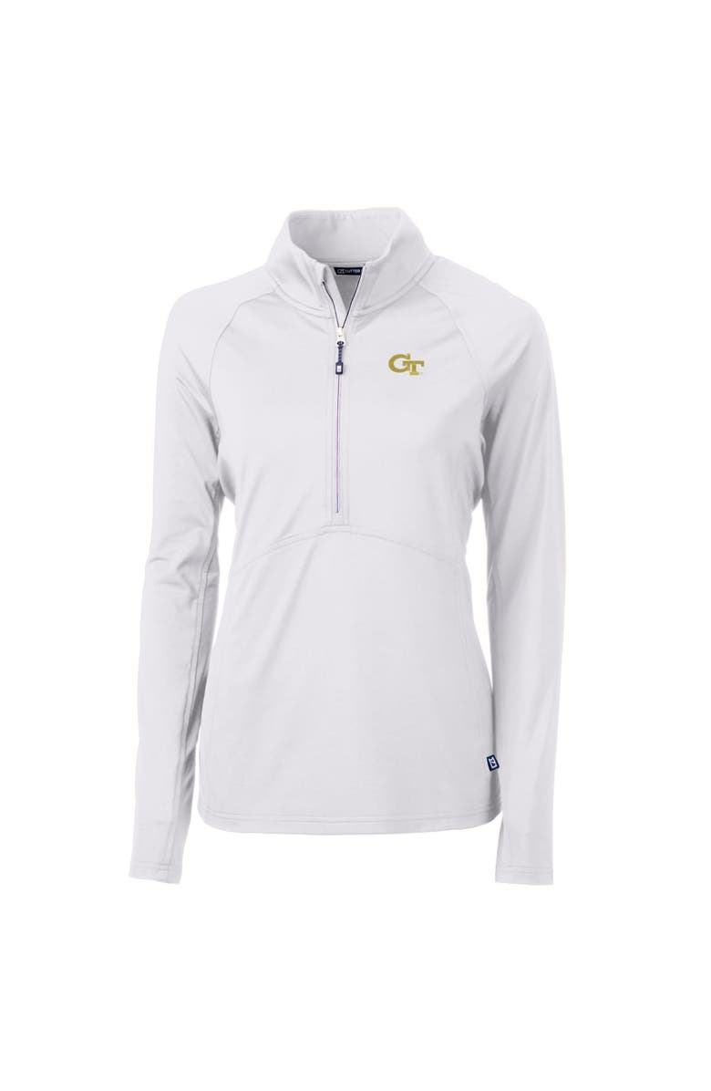 Cutter & Buck Women's Cutter & Buck White Georgia Tech Yellow Jackets Adapt Eco Knit Half-Zip Pullover Jacket, Main, color, White